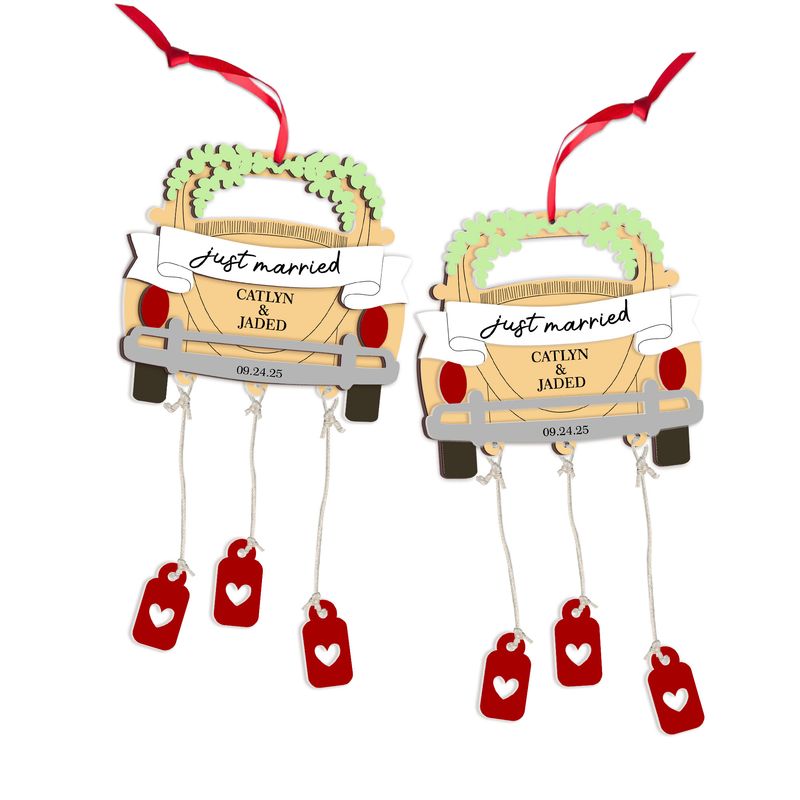 Personalized Wood & Acrylic Christmas Ornament with Charms
