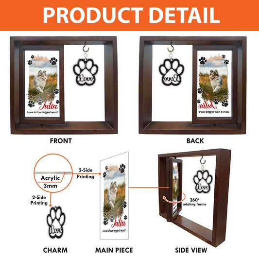 Personalized Rotating Photo Frame With Acrylic Hanging Charm