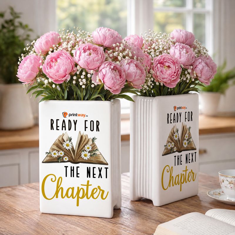 Personalized Ceramic Book Vase – Custom Flower Vase Home Decor Gift