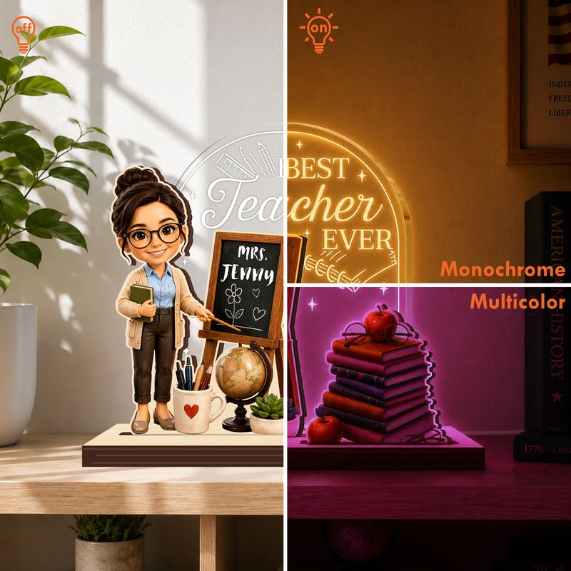 Personalized Acrylic & Wood LED Light Lamp – Custom Ambient Night Light Gift