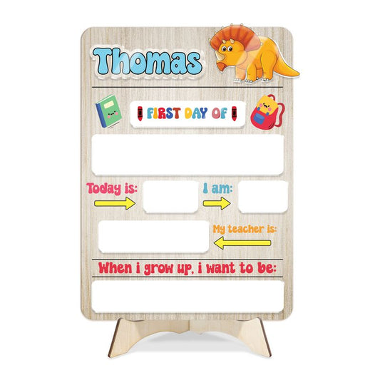 Personalized Wooden Reusable School Sign Png