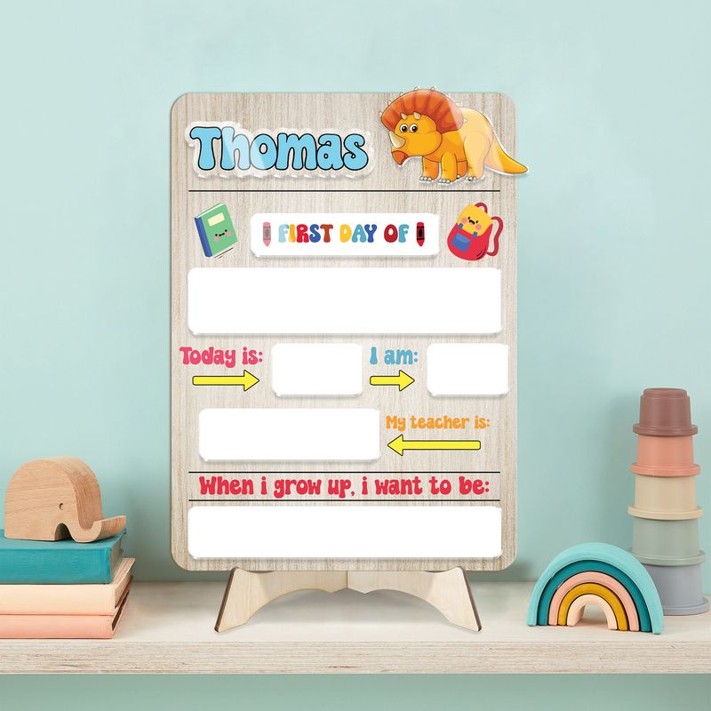Personalized Wooden Reusable School Sign Png