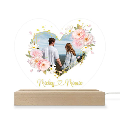 Personalized 3D Monochrome Led Light With Wooden Base