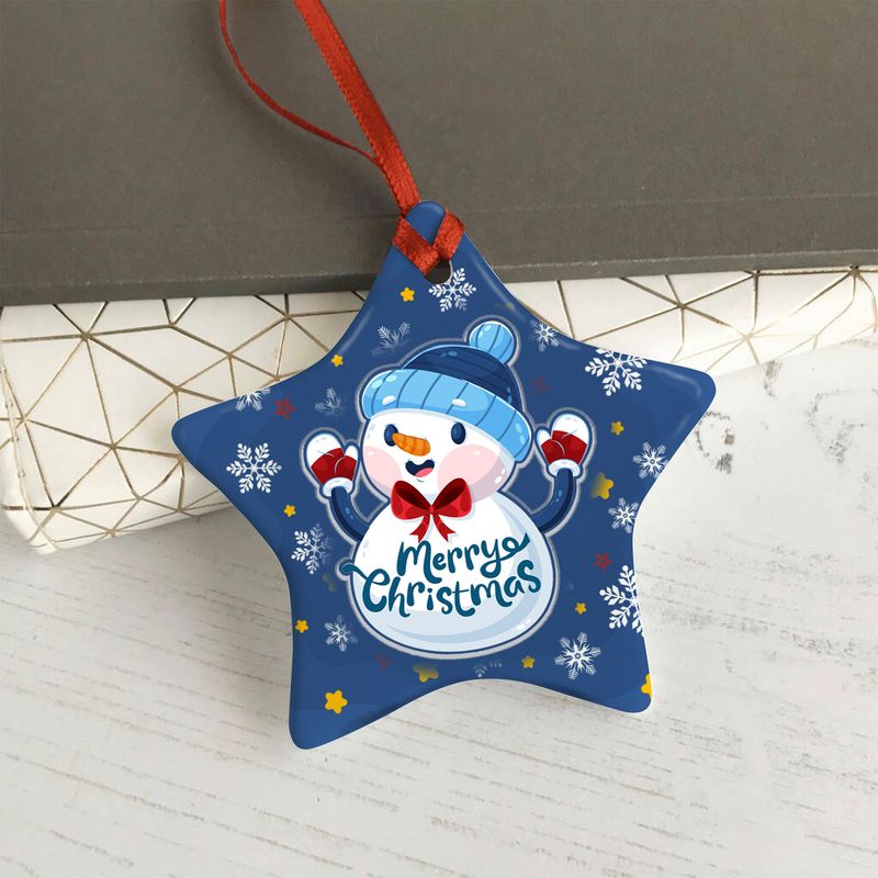 Personalized Star Ceramic Christmas Ornament With Acrylic Pieces