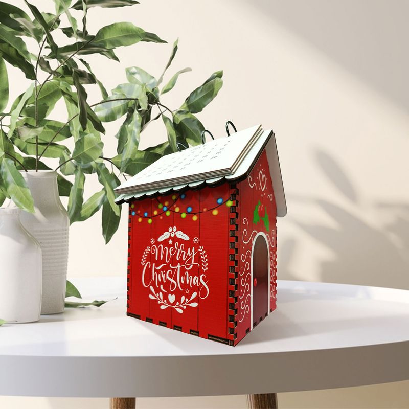 Personalized House Box Wooden Desk Calendar With Storage