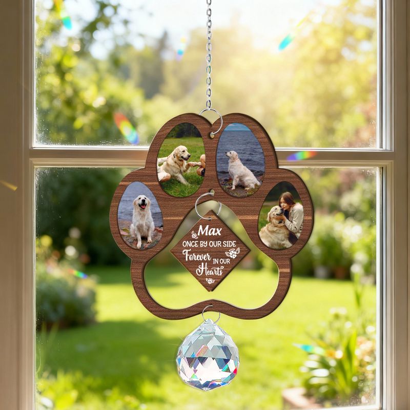 Personalized Wooden Ornament – Custom Crystal Charm Hanging Keepsake Gift