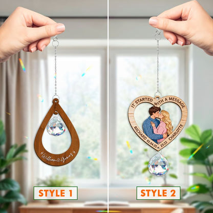 Personalized Wooden Hanging Ornament – Custom Crystal Charm Keepsake Gift