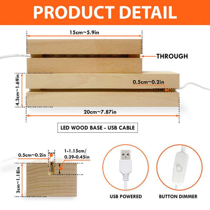 Personalized 3D Monochrome Led Light With Wooden Base - US