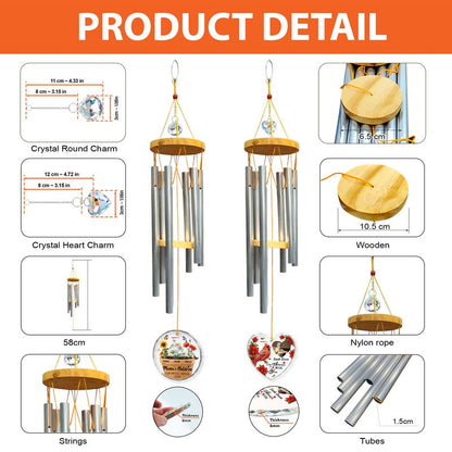 Personalized Wind Chimes – Custom Glass Ornament with Crystal Charm Gift