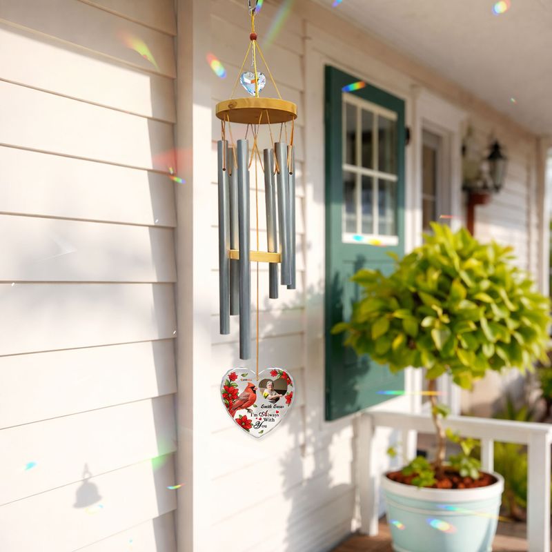 Personalized Wind Chimes – Custom Glass Ornament with Crystal Charm Gift
