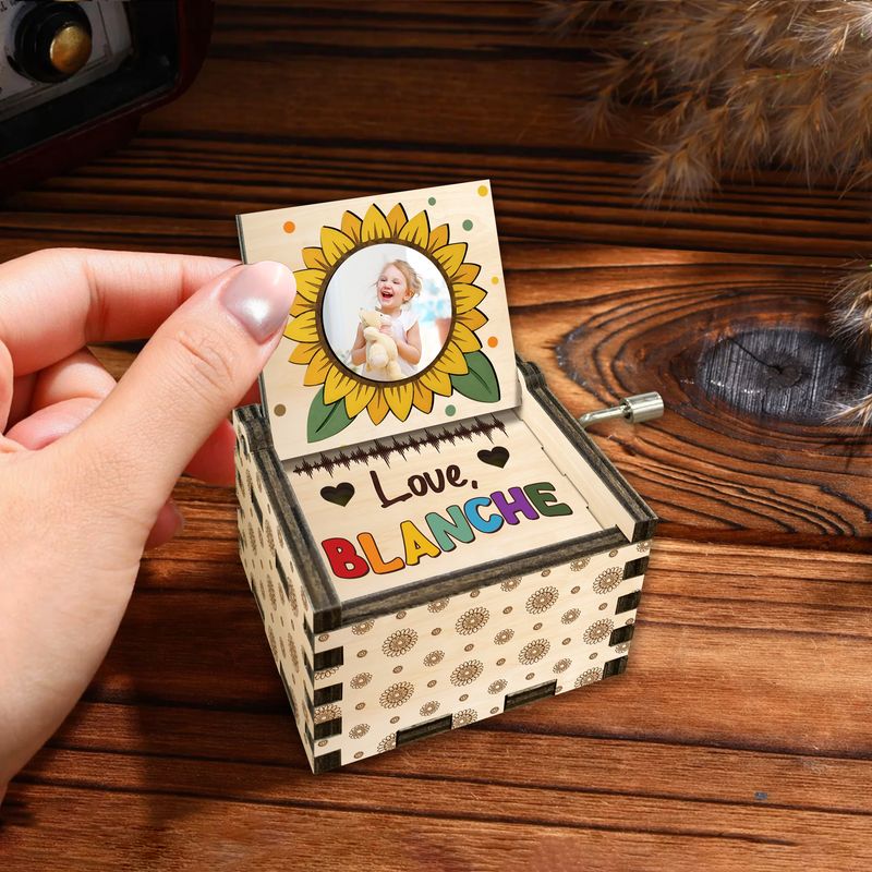 Personalized Hand Crank Wooden Music Box