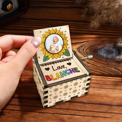 Personalized Hand Crank Wooden Music Box