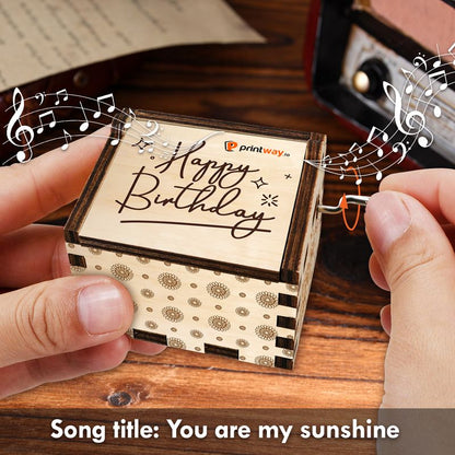 Personalized Hand Crank Wooden Music Box