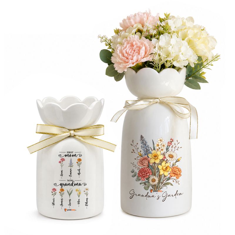 Personalized Ceramic Flower Vase – Custom Glossy Vase Home Decor Gift