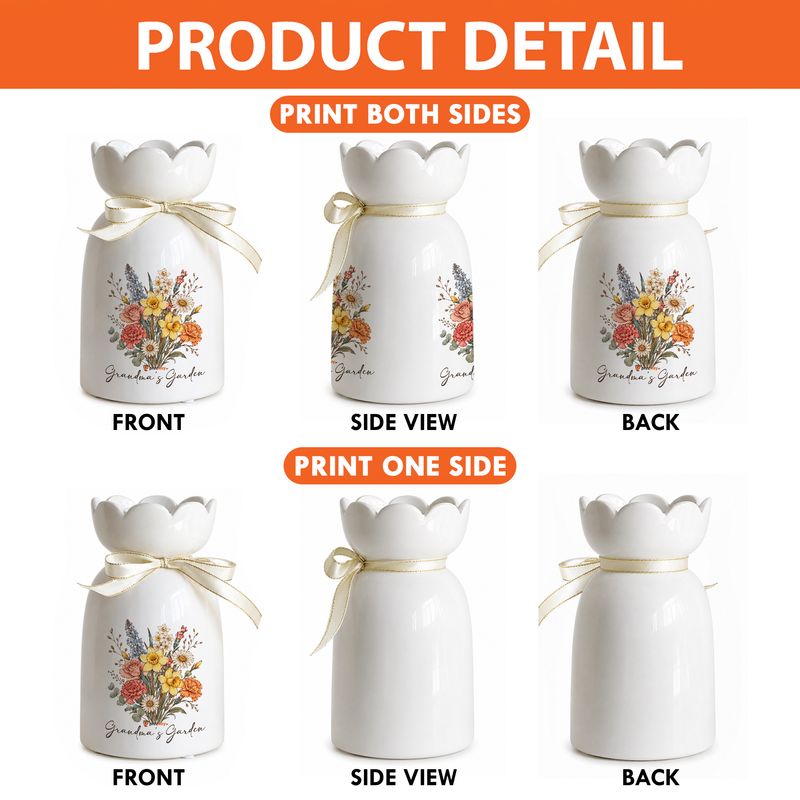 Personalized Ceramic Flower Vase – Custom Glossy Vase Home Decor Gift