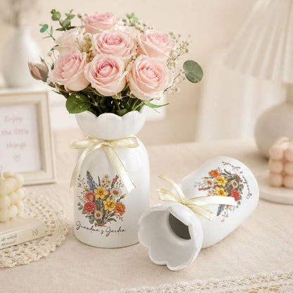 Personalized Ceramic Flower Vase – Custom Glossy Vase Home Decor Gift
