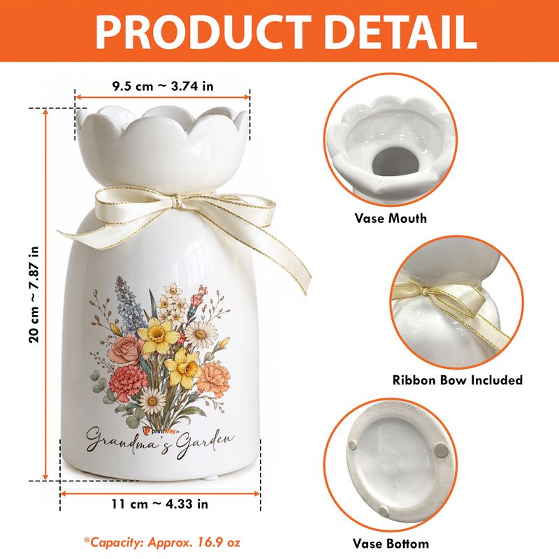 Personalized Ceramic Flower Vase – Custom Glossy Vase Home Decor Gift