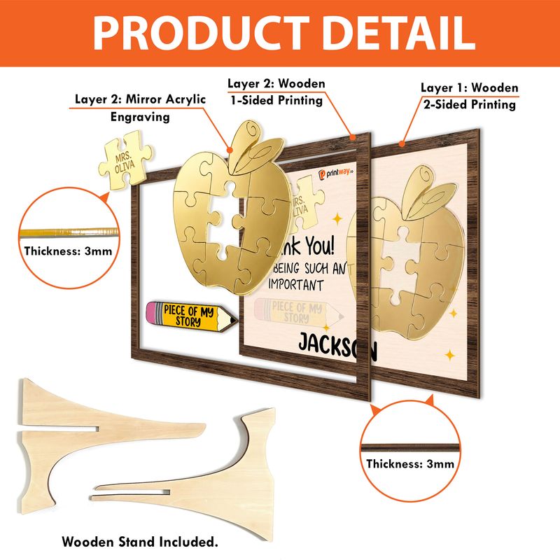 Personalized Wooden & Mirror Acrylic Art – Dimensional Tabletop Decor