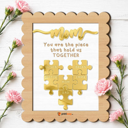 Personalized Wooden & Mirror Acrylic Art – Dimensional Tabletop Decor