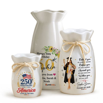 Personalized Ceramic Bloom Vase – Custom Flower Vase Home Decor Gift