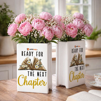 Personalized Ceramic Book Vase – Custom Flower Vase Home Decor Gift