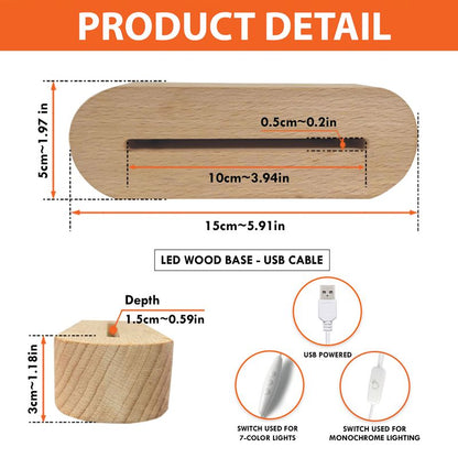 Personalized Acrylic Desk Clock with Wooden Base – LED Decor & Gift