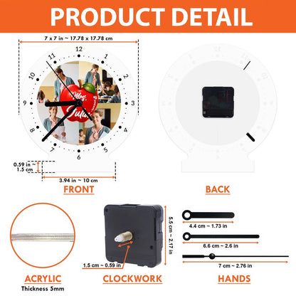 Personalized Acrylic Desk Clock with Wooden Base – LED Decor & Gift