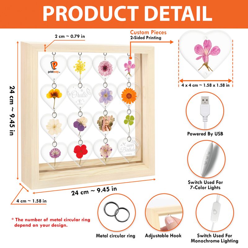 Personalized Wooden Frame LED Light – Custom Hanging Acrylic Display Gift