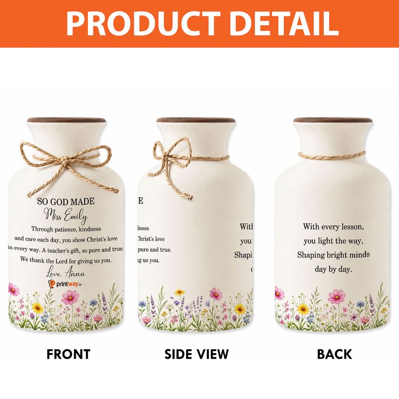 Personalized Ceramic Vase with Glass Flowers – Custom Home Decor Gift Set