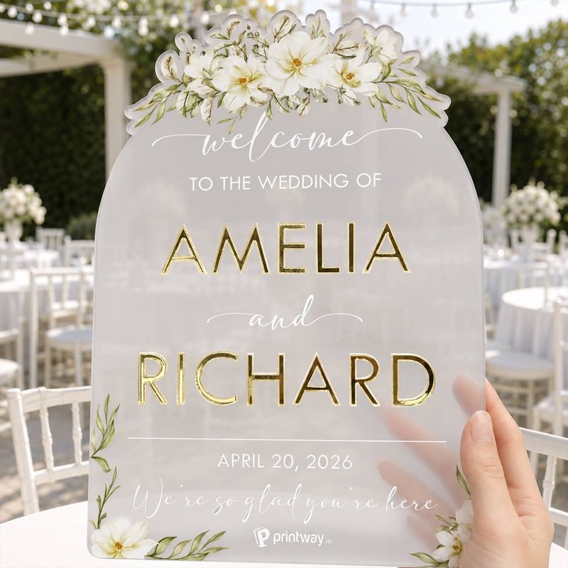 Personalized Frosted & Mirror Acrylic Sign – Elegant Wedding Decor