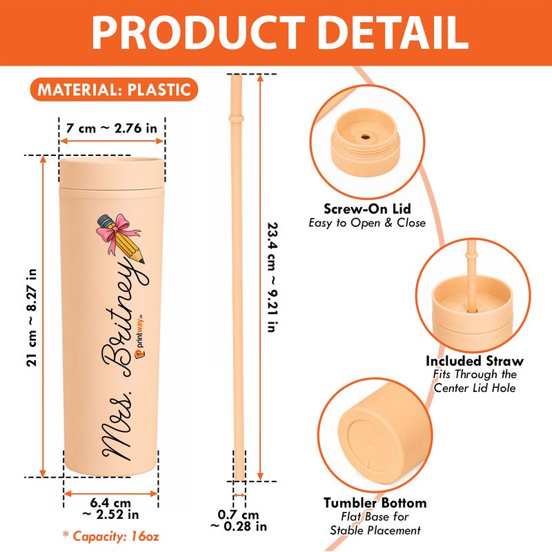 Personalized Skinny Tumbler with Straw – Custom Travel Cup Gift