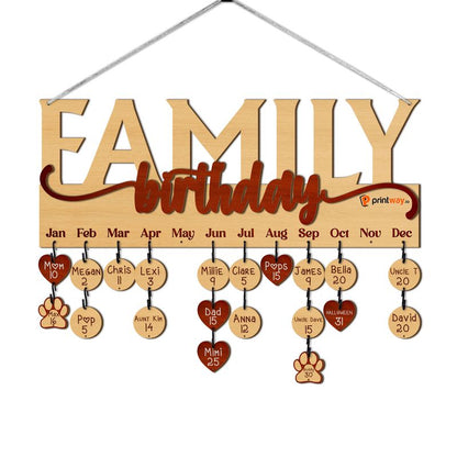 Personalized Family Celebration Board – Wooden Birthday & Anniversary Tracker